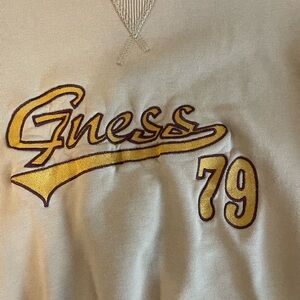 Vintage Guess Cream Sweatshirt with gold embroidered Logo